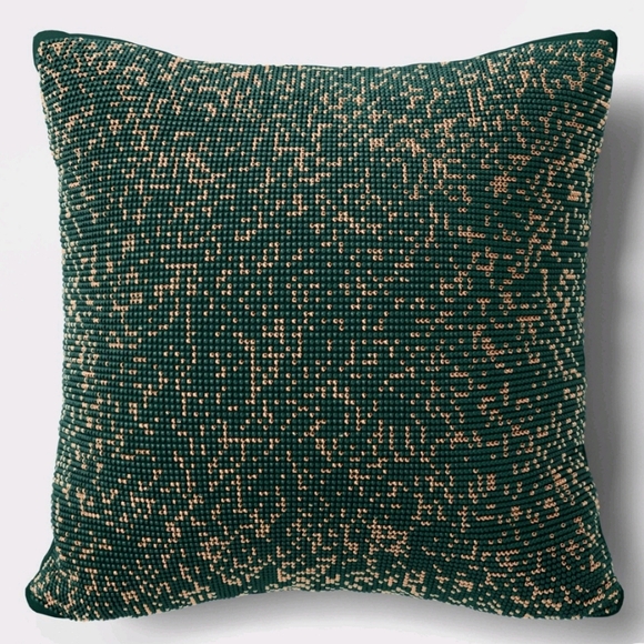 Threshold Green & Gold Mini Beaded Pillow - Picture 2 of 4